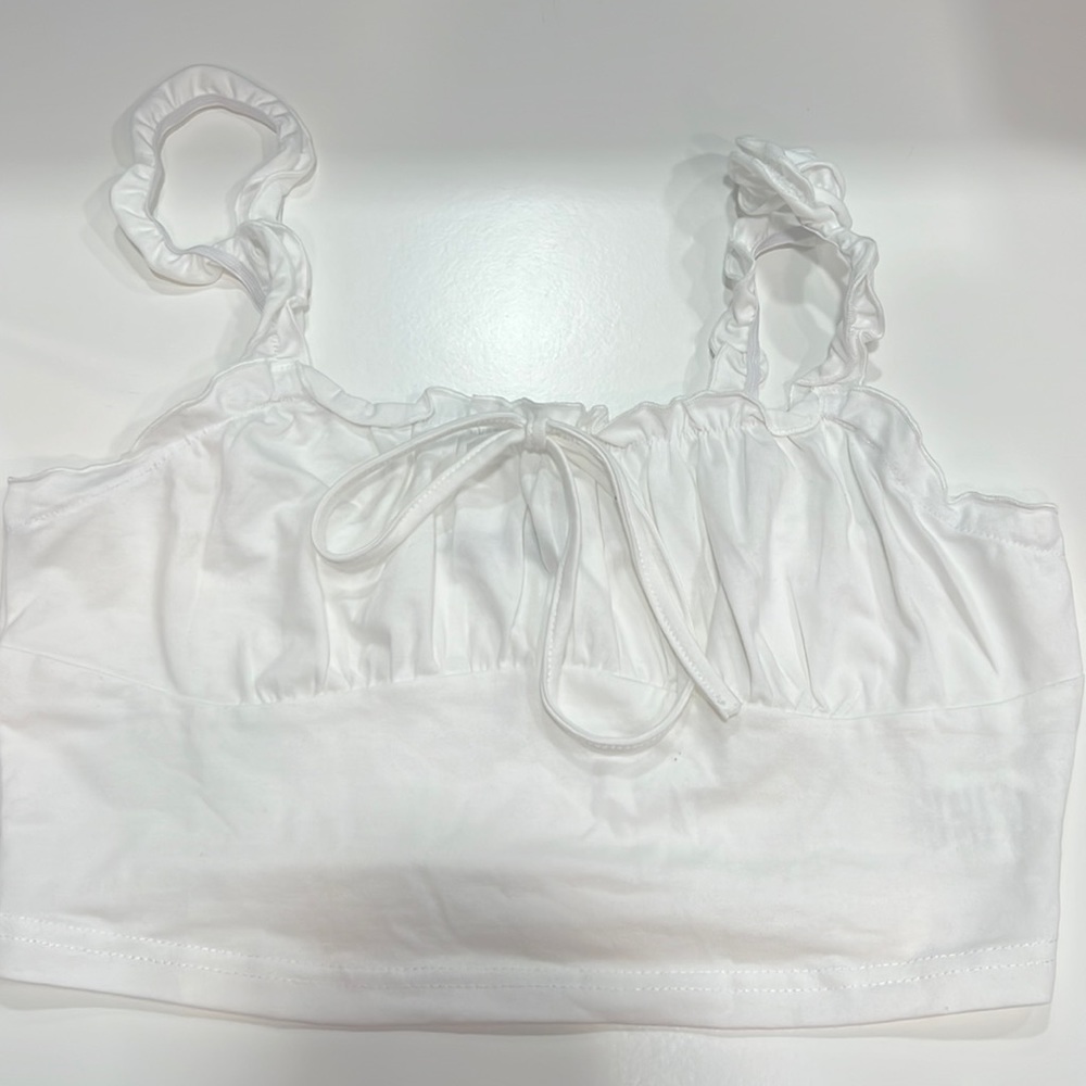 White dress cropped top
